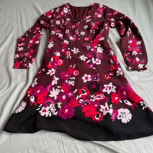 Burgundy floral midi dress